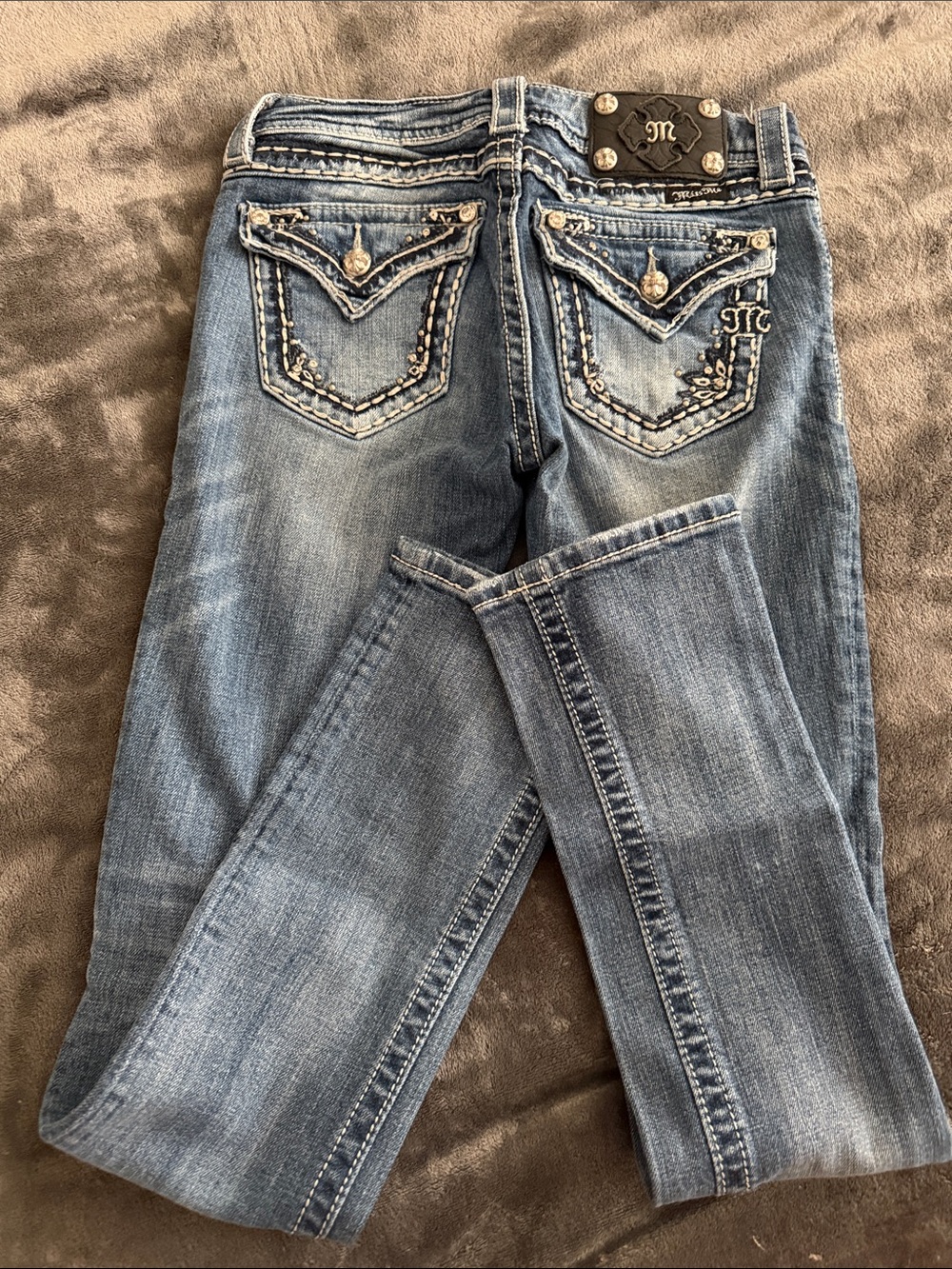 Miss Me Light Blue Skinny Jeans with Embellished Back Pockets